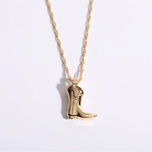 Gold cowboy boot pendant necklace